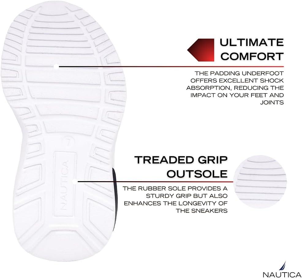 imageNautica Kids Athletic SlipOn Sneakers Comfortable Bungee Running Shoes for Boys and Girls Stylish and Supportive Footwear for Active Kids Big KidLittle KidToddlerBlack Redsplash