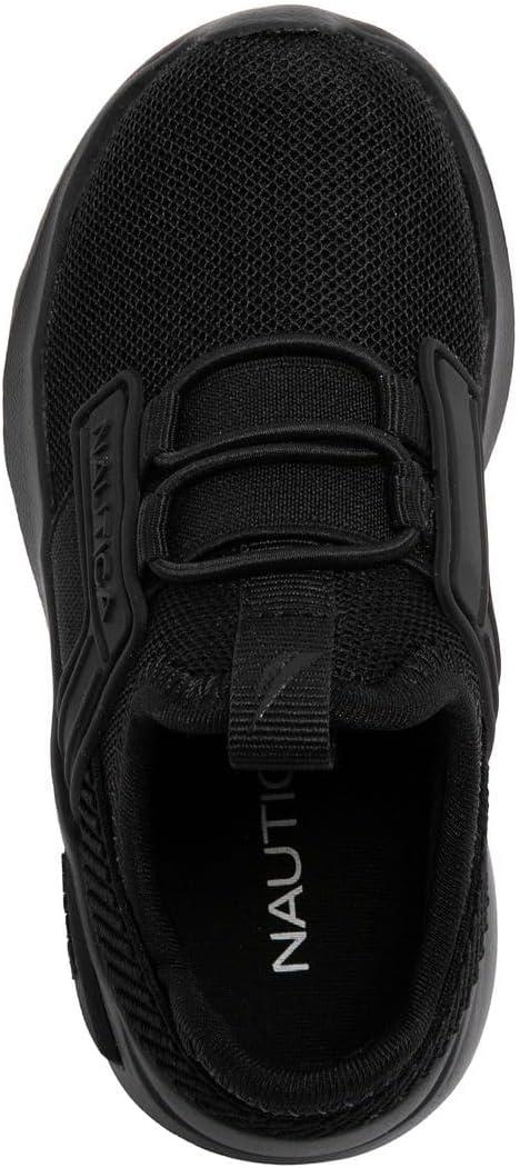 imageNautica Kids Athletic SlipOn Sneakers Comfortable Bungee Running Shoes for Boys and Girls Stylish and Supportive Footwear for Active Kids Big KidLittle KidToddlerBlack Monomavven