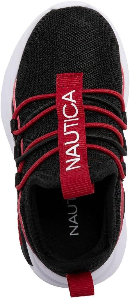 imageNautica Kids Athletic SlipOn Sneakers Comfortable Bungee Running Shoes for Boys and Girls Stylish and Supportive Footwear for Active Kids Big KidLittle KidToddlerBlack Redshay