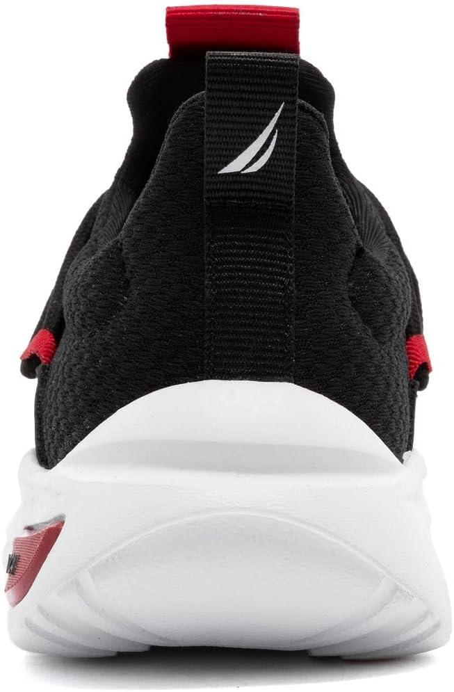 imageNautica Kids Athletic SlipOn Sneakers Comfortable Bungee Running Shoes for Boys and Girls Stylish and Supportive Footwear for Active Kids Big KidLittle KidToddlerBlack Black Red