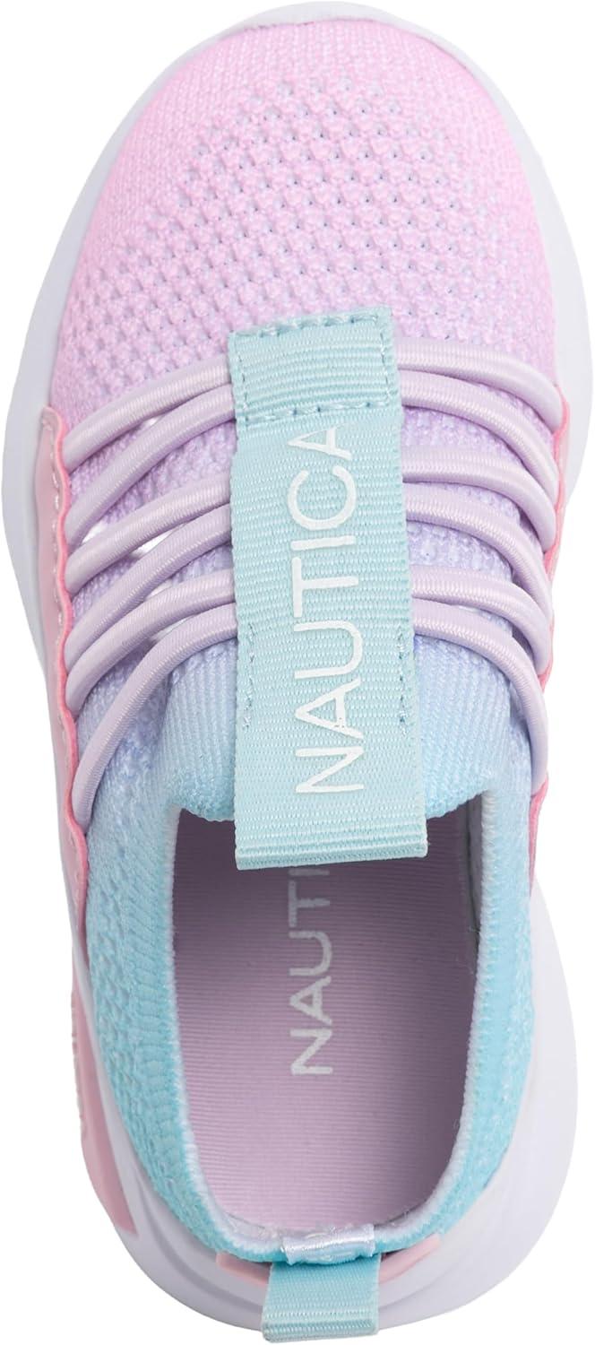 imageNautica Kids Athletic SlipOn Sneakers Comfortable Bungee Running Shoes for Boys and Girls Stylish and Supportive Footwear for Active Kids Big KidLittle KidToddlerPink Blue Lilac
