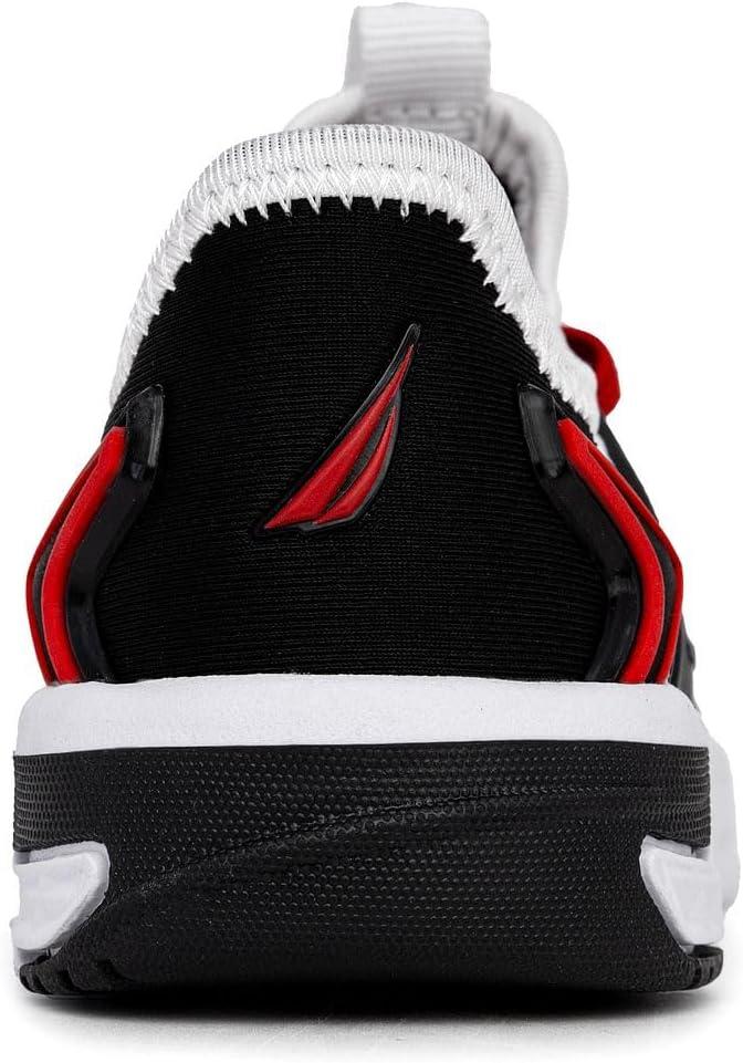 imageNautica Kids Athletic SlipOn Sneakers Comfortable Bungee Running Shoes for Boys and Girls Stylish and Supportive Footwear for Active Kids Big KidLittle KidToddlerWhite Black Red