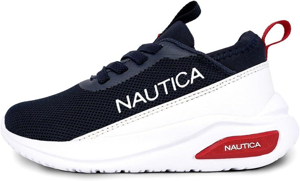 imageNautica Kids Athletic SlipOn Sneakers Comfortable Bungee Running Shoes for Boys and Girls Stylish and Supportive Footwear for Active Kids Big KidLittle KidToddlerNavy White Red