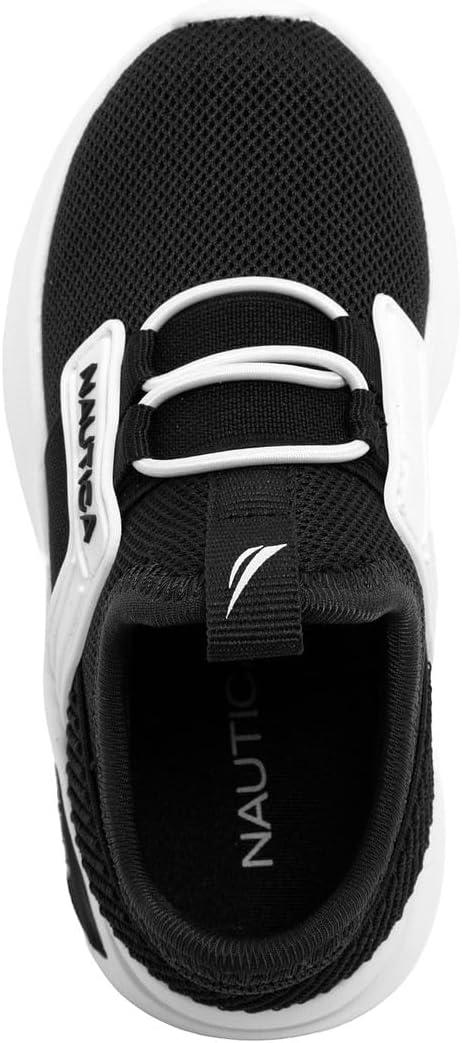 imageNautica Kids Athletic SlipOn Sneakers Comfortable Bungee Running Shoes for Boys and Girls Stylish and Supportive Footwear for Active Kids Big KidLittle KidToddlerBlack Whitemavven