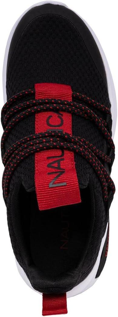 imageNautica Kids Athletic SlipOn Sneakers Comfortable Bungee Running Shoes for Boys and Girls Stylish and Supportive Footwear for Active Kids Big KidLittle KidToddlerBlackRed