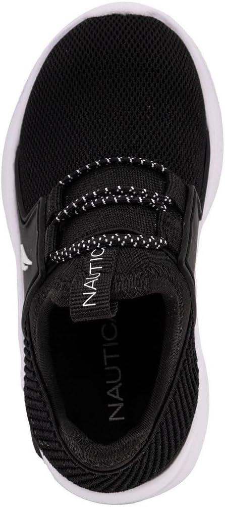 imageNautica Kids Athletic SlipOn Sneakers Comfortable Bungee Running Shoes for Boys and Girls Stylish and Supportive Footwear for Active Kids Big KidLittle KidToddlerBlack Whitemolded