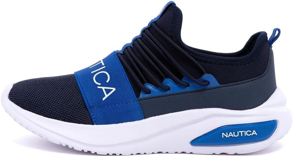 imageNautica Kids Athletic SlipOn Sneakers Comfortable Bungee Running Shoes for Boys and Girls Stylish and Supportive Footwear for Active Kids Big KidLittle KidToddlerNavy Cobaltsummr