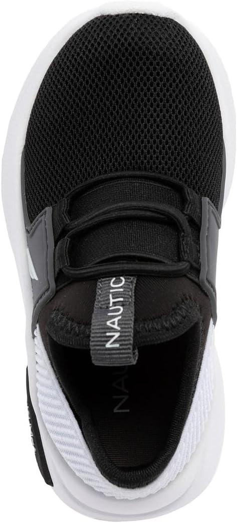 imageNautica Kids Athletic SlipOn Sneakers Comfortable Bungee Running Shoes for Boys and Girls Stylish and Supportive Footwear for Active Kids Big KidLittle KidToddlerBlack White Grey