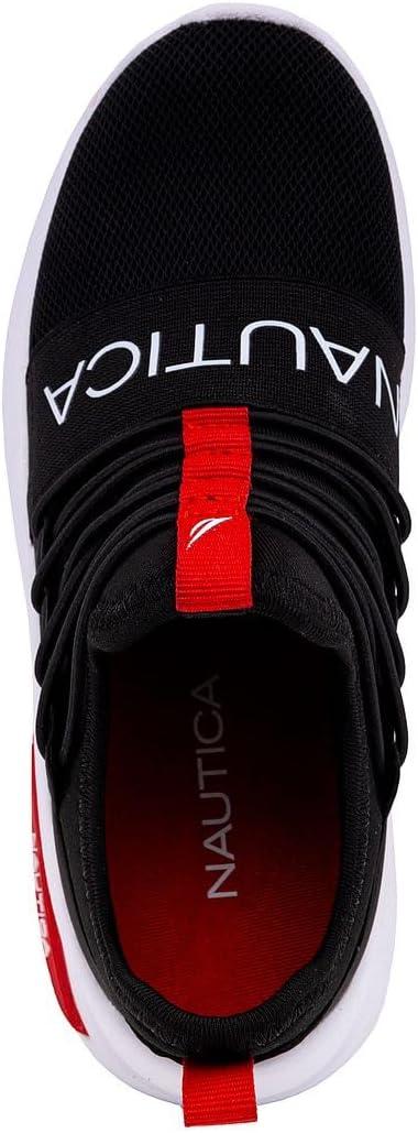 imageNautica Kids Athletic SlipOn Sneakers Comfortable Bungee Running Shoes for Boys and Girls Stylish and Supportive Footwear for Active Kids Big KidLittle KidToddlerBlack Redsummr