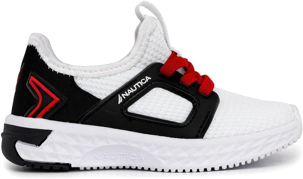 imageNautica Kids Athletic SlipOn Sneakers Comfortable Bungee Running Shoes for Boys and Girls Stylish and Supportive Footwear for Active Kids Big KidLittle KidToddlerWhite Black Red