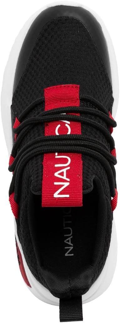 imageNautica Kids Athletic SlipOn Sneakers Comfortable Bungee Running Shoes for Boys and Girls Stylish and Supportive Footwear for Active Kids Big KidLittle KidToddlerBlack Black Red