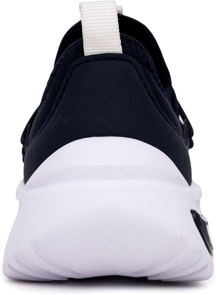 imageNautica Kids Athletic SlipOn Sneakers Comfortable Bungee Running Shoes for Boys and Girls Stylish and Supportive Footwear for Active Kids Big KidLittle KidToddlerNavy Whitesummr