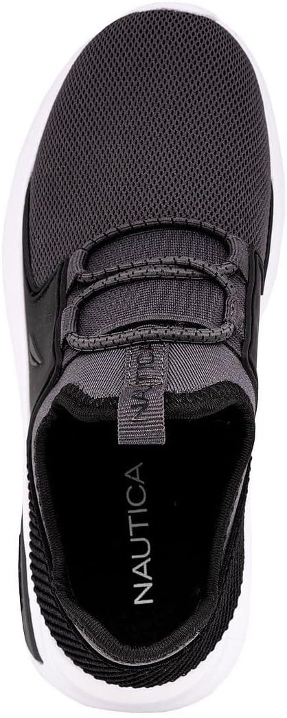 imageNautica Kids Athletic SlipOn Sneakers Comfortable Bungee Running Shoes for Boys and Girls Stylish and Supportive Footwear for Active Kids Big KidLittle KidToddlerGrey Blackmolded