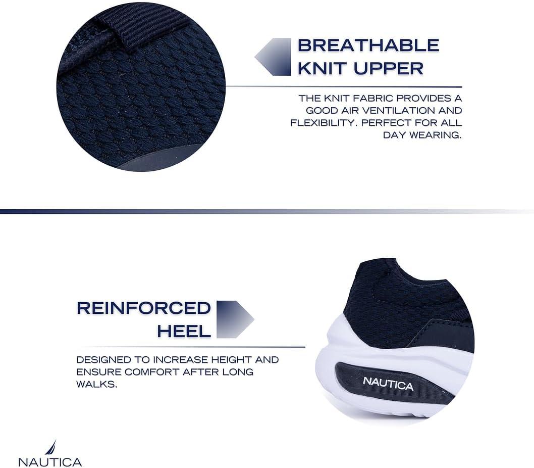 imageNautica Kids Athletic SlipOn Sneakers Comfortable Bungee Running Shoes for Boys and Girls Stylish and Supportive Footwear for Active Kids Big KidLittle KidToddlerNavy