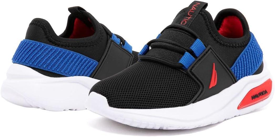imageNautica Kids Athletic SlipOn Sneakers Comfortable Bungee Running Shoes for Boys and Girls Stylish and Supportive Footwear for Active Kids Big KidLittle KidToddlerBlack Multi