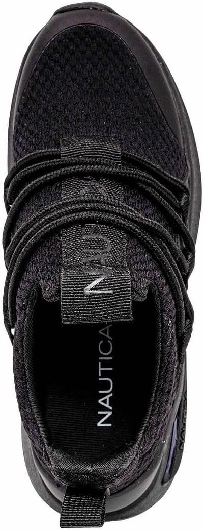 imageNautica Kids Athletic SlipOn Sneakers Comfortable Bungee Running Shoes for Boys and Girls Stylish and Supportive Footwear for Active Kids Big KidLittle KidToddlerBlack Mono