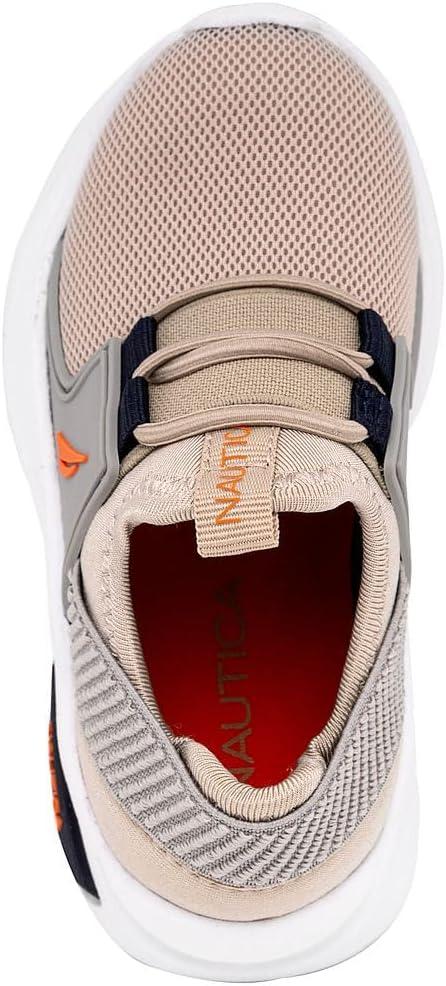 imageNautica Kids Athletic SlipOn Sneakers Comfortable Bungee Running Shoes for Boys and Girls Stylish and Supportive Footwear for Active Kids Big KidLittle KidToddlerSand Greymolded