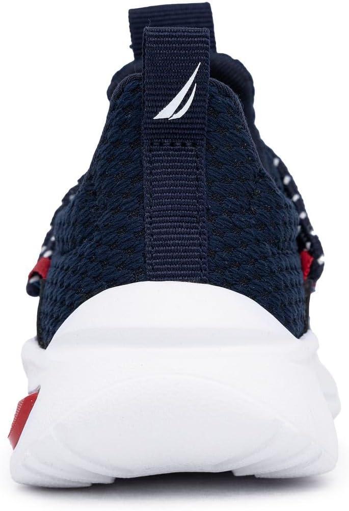 imageNautica Kids Athletic SlipOn Sneakers Comfortable Bungee Running Shoes for Boys and Girls Stylish and Supportive Footwear for Active Kids Big KidLittle KidToddlerNavy White Redswimm