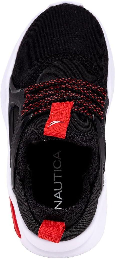imageNautica Kids Athletic SlipOn Sneakers Comfortable Bungee Running Shoes for Boys and Girls Stylish and Supportive Footwear for Active Kids Big KidLittle KidToddlerBlack Redsplash