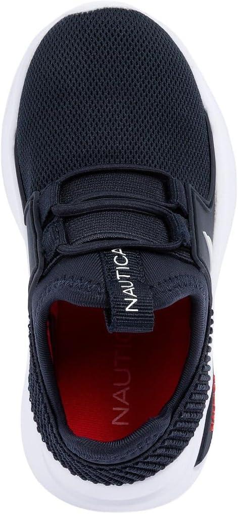 imageNautica Kids Athletic SlipOn Sneakers Comfortable Bungee Running Shoes for Boys and Girls Stylish and Supportive Footwear for Active Kids Big KidLittle KidToddlerNavy Redmolded