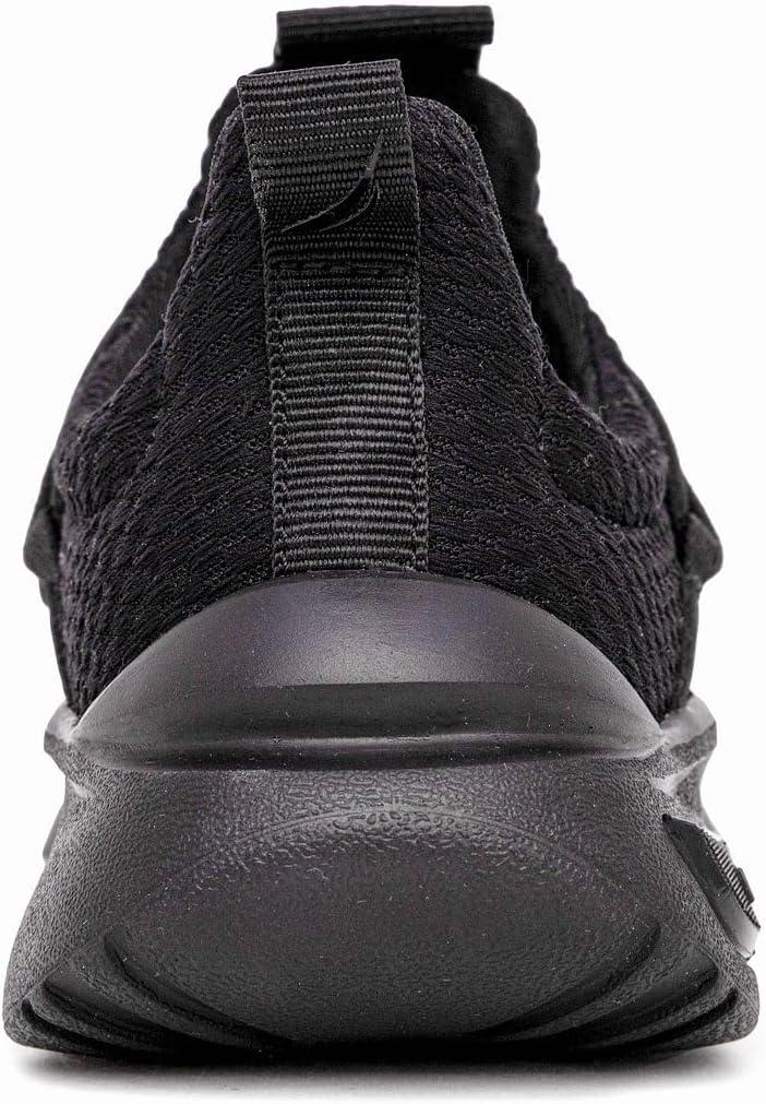 imageNautica Kids Athletic SlipOn Sneakers Comfortable Bungee Running Shoes for Boys and Girls Stylish and Supportive Footwear for Active Kids Big KidLittle KidToddlerBlack Mono