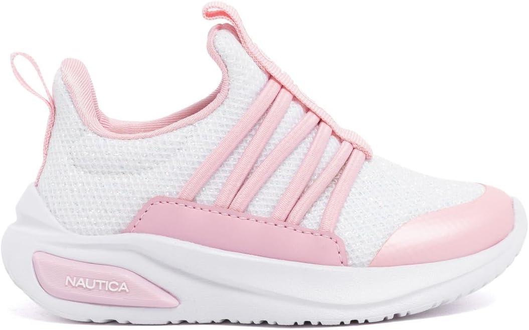 imageNautica Kids Athletic SlipOn Sneakers Comfortable Bungee Running Shoes for Boys and Girls Stylish and Supportive Footwear for Active Kids Big KidLittle KidToddlerBlue Pinkswimm