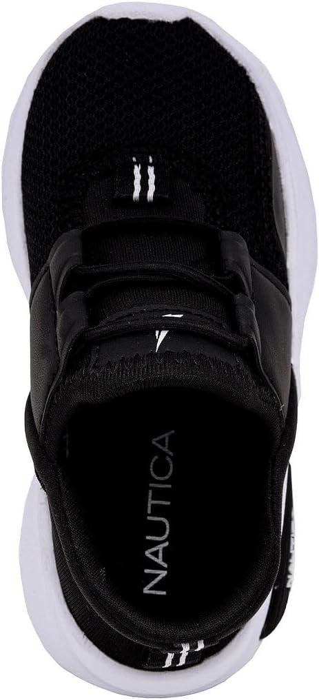 imageNautica Kids Athletic SlipOn Sneakers Comfortable Bungee Running Shoes for Boys and Girls Stylish and Supportive Footwear for Active Kids Big KidLittle KidToddlerBlack Whitemalmin