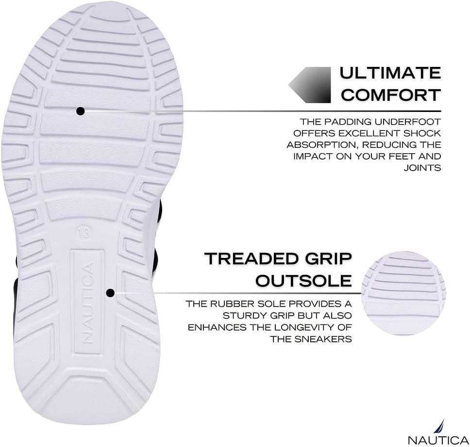 imageNautica Kids Athletic SlipOn Sneakers Comfortable Bungee Running Shoes for Boys and Girls Stylish and Supportive Footwear for Active Kids Big KidLittle KidToddlerNavy