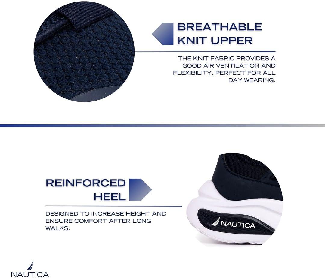 imageNautica Kids Athletic SlipOn Sneakers Comfortable Bungee Running Shoes for Boys and Girls Stylish and Supportive Footwear for Active Kids Big KidLittle KidToddlerNavy Whitesummr
