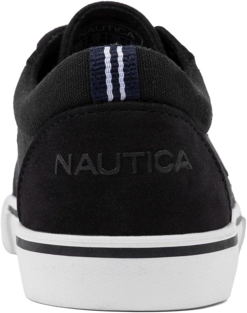 imageNautica Kids Boys LaceUp Fashion Sneakers LowTop Dress Shoes for Youth Big KidLittle KidBlack Canvas