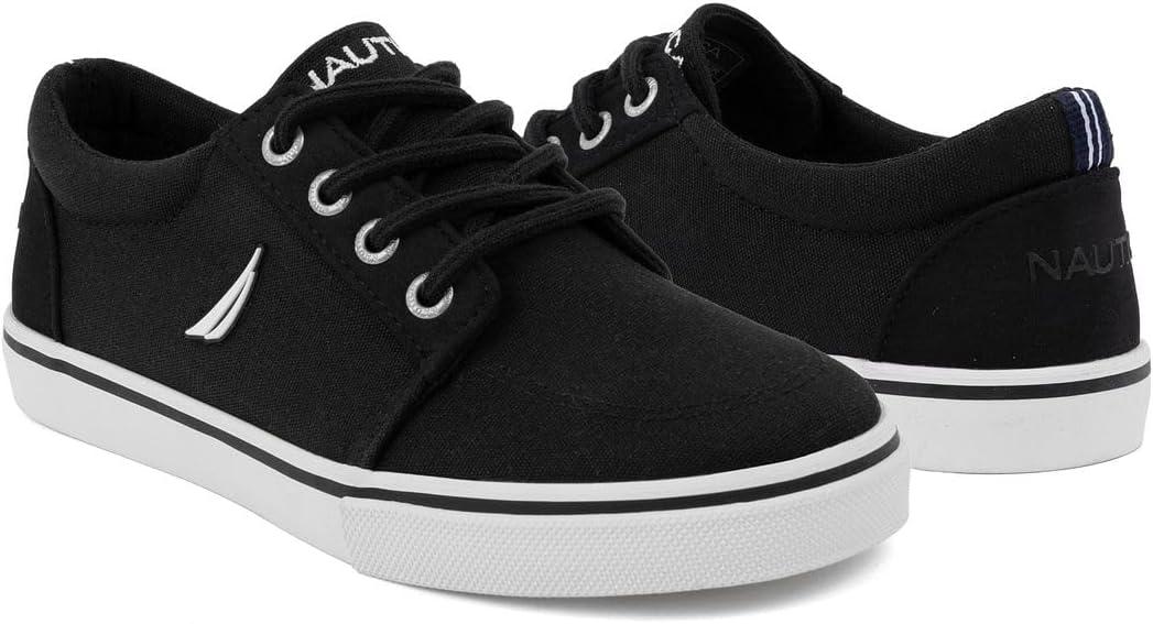 imageNautica Kids Boys LaceUp Fashion Sneakers LowTop Dress Shoes for Youth Big KidLittle KidBlack Canvas