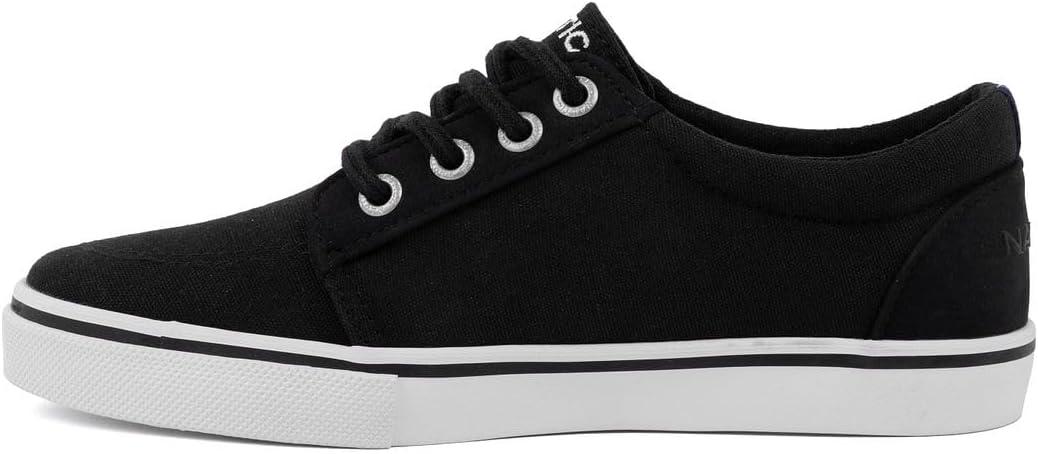 imageNautica Kids Boys LaceUp Fashion Sneakers LowTop Dress Shoes for Youth Big KidLittle KidBlack Canvas
