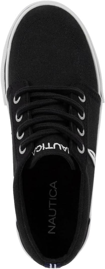 imageNautica Kids Boys LaceUp Fashion Sneakers LowTop Dress Shoes for Youth Big KidLittle KidBlack Canvas