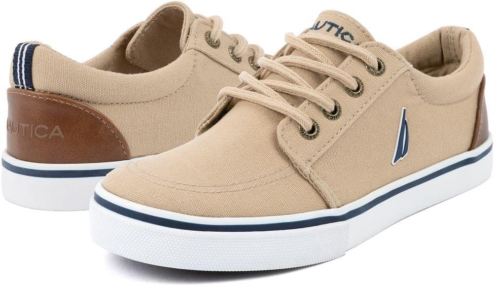 imageNautica Kids Boys LaceUp Fashion Sneakers LowTop Dress Shoes for Youth Big KidLittle KidBoat House Brown