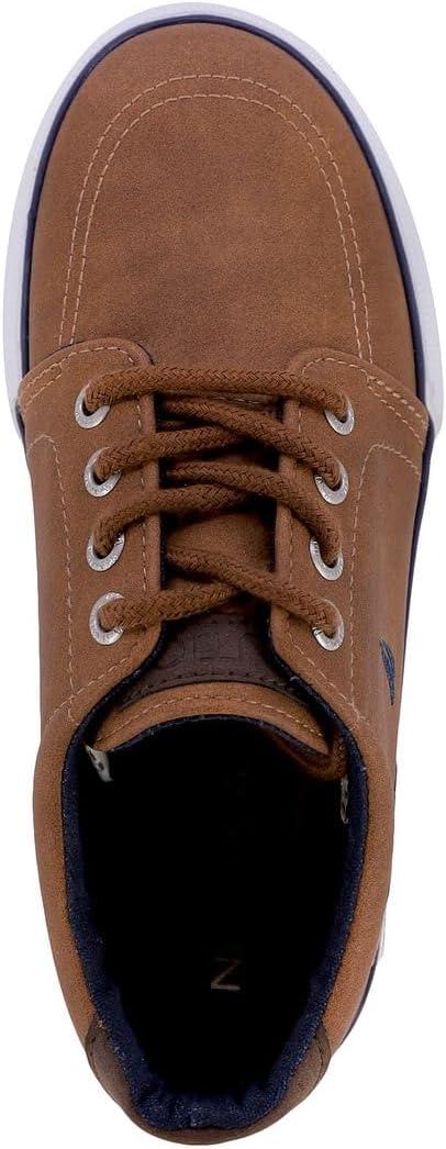 imageNautica Kids Boys LaceUp Fashion Sneakers LowTop Dress Shoes for Youth Big KidLittle KidTan Berrian