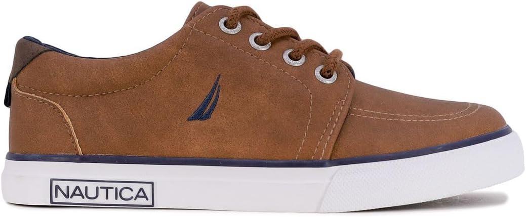 imageNautica Kids Boys LaceUp Fashion Sneakers LowTop Dress Shoes for Youth Big KidLittle KidTan Berrian