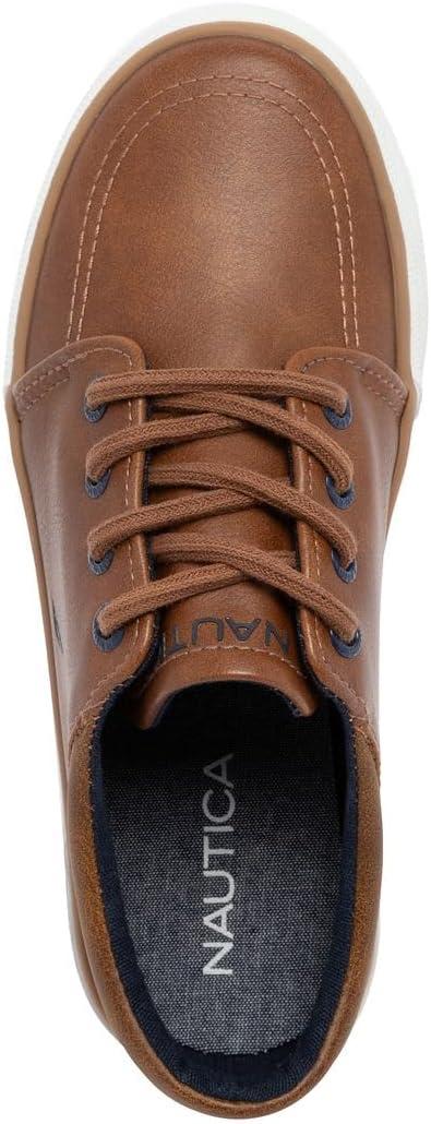 imageNautica Kids Boys LaceUp Fashion Sneakers LowTop Dress Shoes for Youth Big KidLittle KidTan Brown Navy