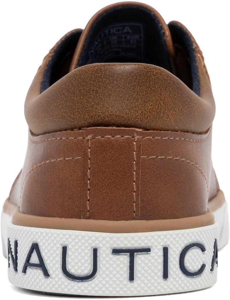 imageNautica Kids Boys LaceUp Fashion Sneakers LowTop Dress Shoes for Youth Big KidLittle KidTan Brown Navy