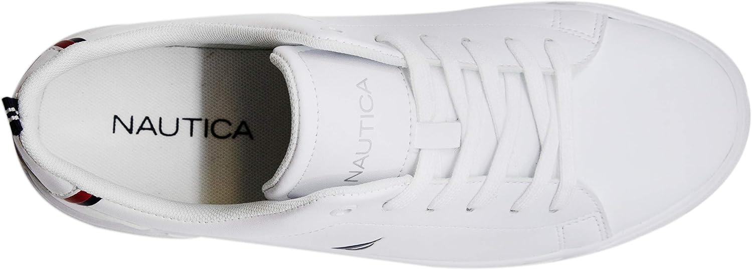 imageNautica Kids Boys LaceUp Fashion Sneakers LowTop Dress Shoes for Youth Big KidLittle KidWhite Graves