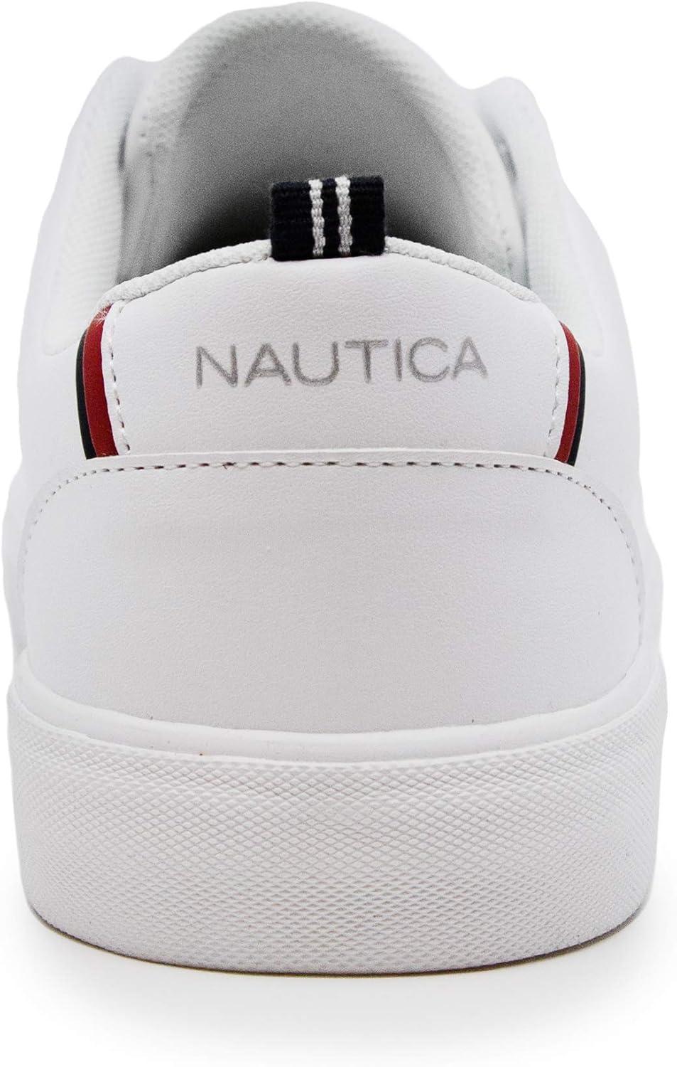 imageNautica Kids Boys LaceUp Fashion Sneakers LowTop Dress Shoes for Youth Big KidLittle KidWhite Graves
