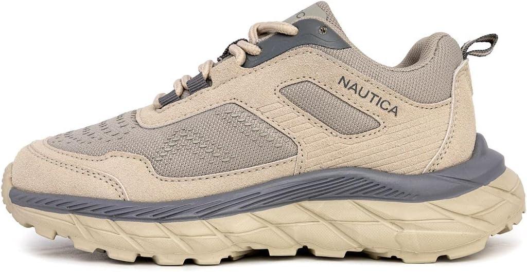imageNautica Kids Boys amp Girls LaceUp Sneakers Athletic Shoes for Running amp Walking with Cushioned Insole and Comfortable Fit for Big and Little KidsBone Grey