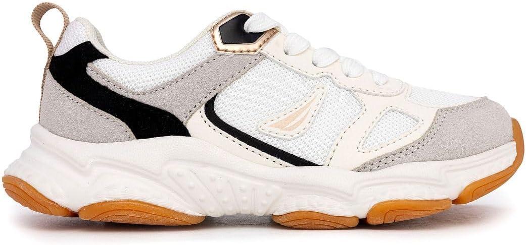 imageNautica Kids Boys amp Girls LaceUp Sneakers Athletic Shoes for Running amp Walking with Cushioned Insole and Comfortable Fit for Big and Little KidsBone Black Goldjalbis