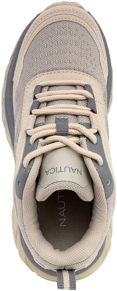 imageNautica Kids Boys amp Girls LaceUp Sneakers Athletic Shoes for Running amp Walking with Cushioned Insole and Comfortable Fit for Big and Little KidsBone Grey