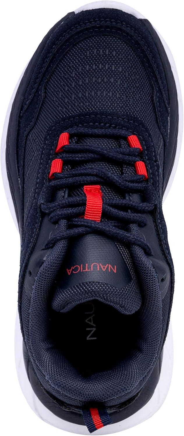 imageNautica Kids Boys amp Girls LaceUp Sneakers Athletic Shoes for Running amp Walking with Cushioned Insole and Comfortable Fit for Big and Little KidsNavy Red