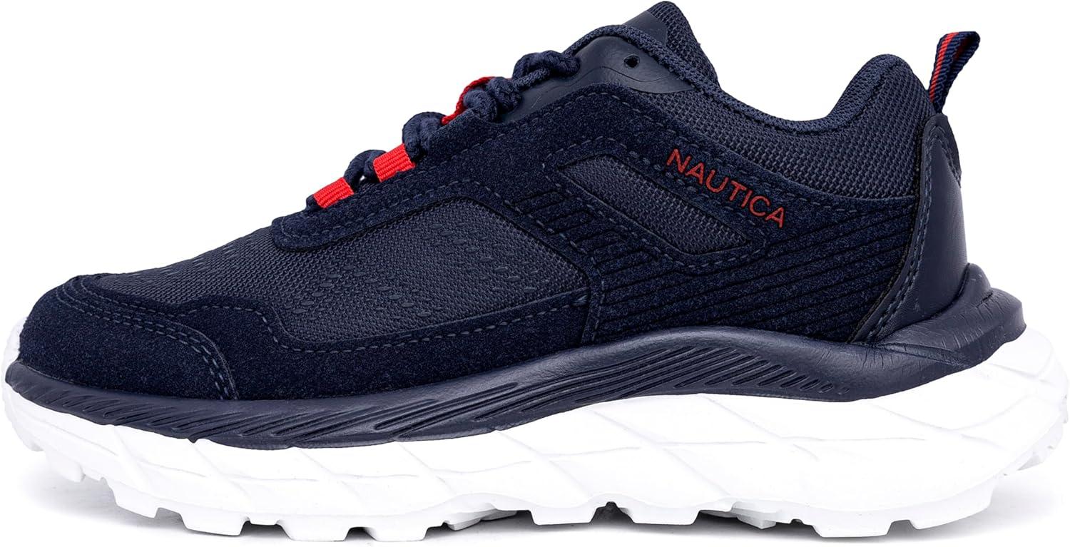 imageNautica Kids Boys amp Girls LaceUp Sneakers Athletic Shoes for Running amp Walking with Cushioned Insole and Comfortable Fit for Big and Little KidsNavy Red