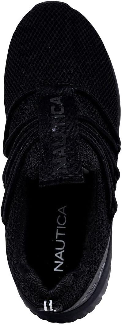 imageNautica Kids Boys and Girls Athletic SlipOn Sneakers Lightweight Bungee Running Shoes for Toddler Little Kid and Big KidBentonblack Mono