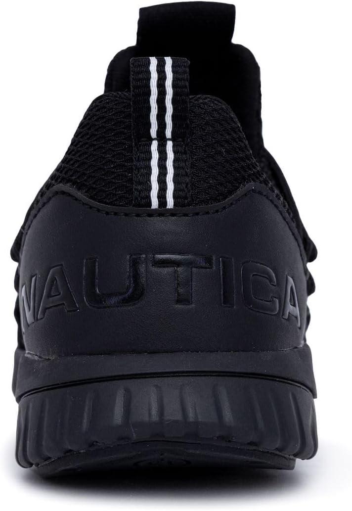 imageNautica Kids Boys and Girls Athletic SlipOn Sneakers Lightweight Bungee Running Shoes for Toddler Little Kid and Big KidBentonblack Mono