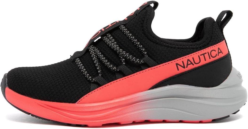 imageNautica Kids Boys and Girls Athletic SlipOn Sneakers Lightweight Bungee Running Shoes for Toddler Little Kid and Big KidBlack Pinkseabert