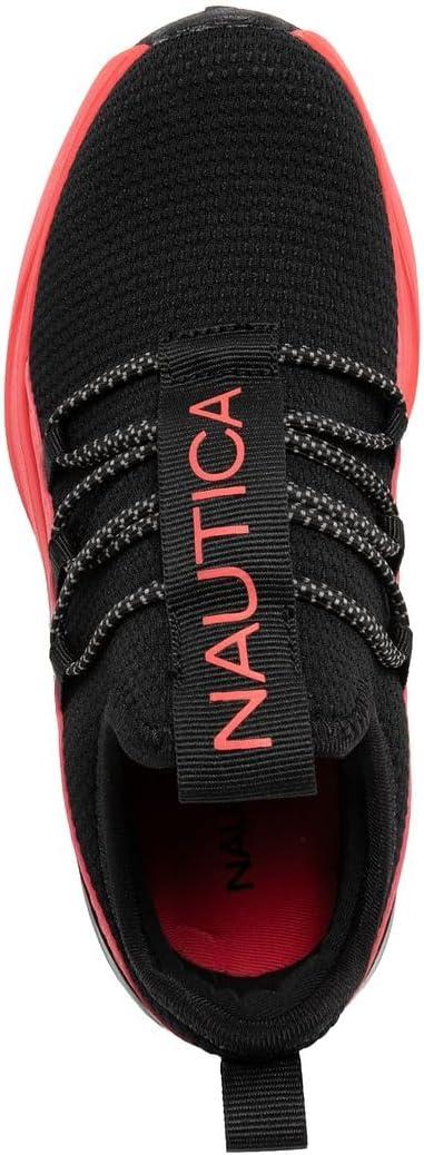 imageNautica Kids Boys and Girls Athletic SlipOn Sneakers Lightweight Bungee Running Shoes for Toddler Little Kid and Big KidBlack Pinkseabert