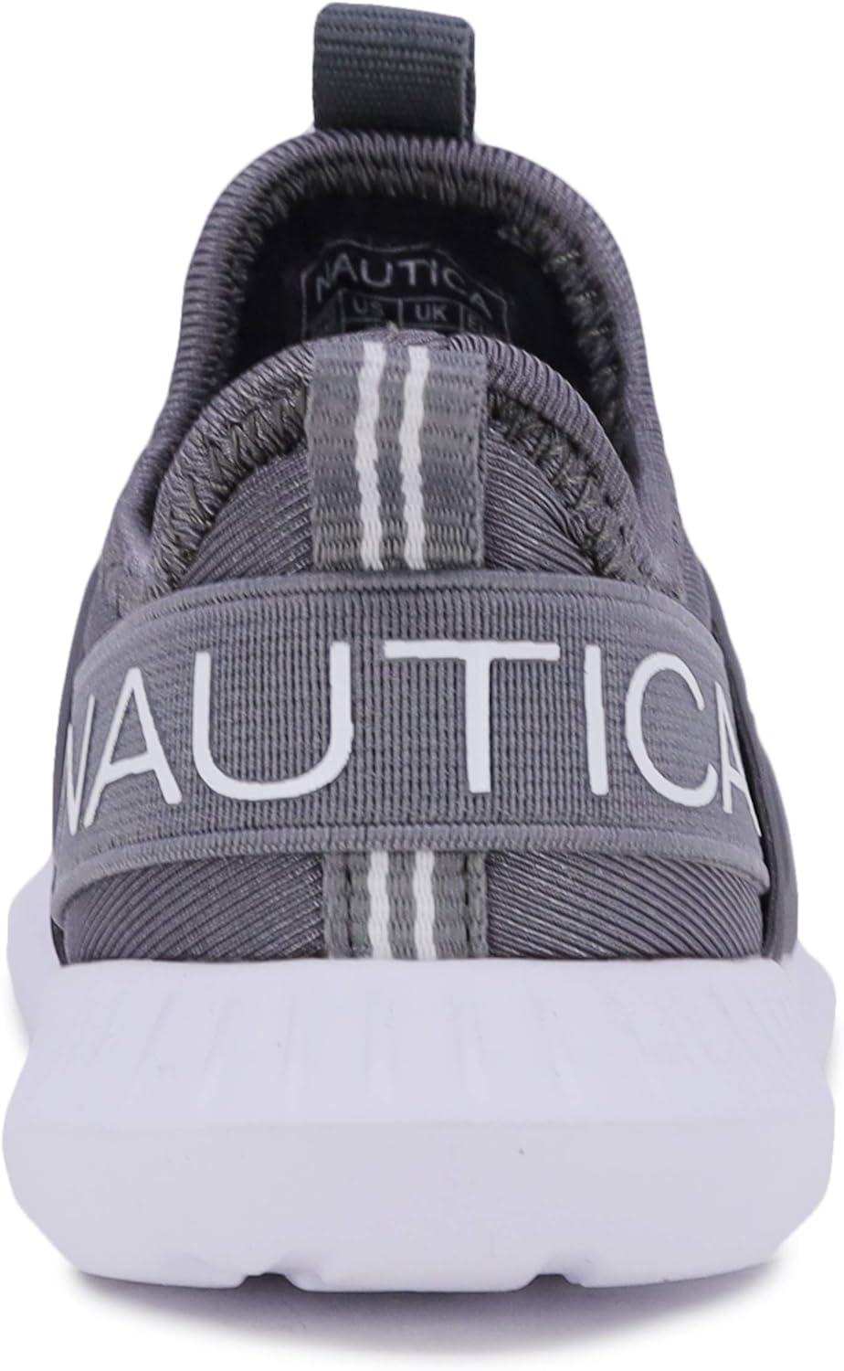 imageNautica Kids Boys and Girls Athletic SlipOn Sneakers Lightweight Bungee Running Shoes for Toddler Little Kid and Big KidGrey Tonal